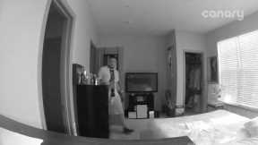 Burglars startled when resident calls from indoor home security camera
