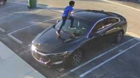 SECURITY CAMERA CAUGHT KIDS JUMPING ON CARS