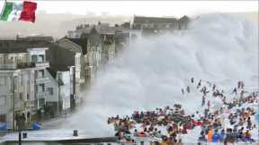 Italy now! Sicily is in chaos! Wind at a speed of 203km/h blows away houses!