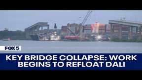 Baltimore Key Bridge collapse: Work begins to refloat Dali, move to nearby marine terminal
